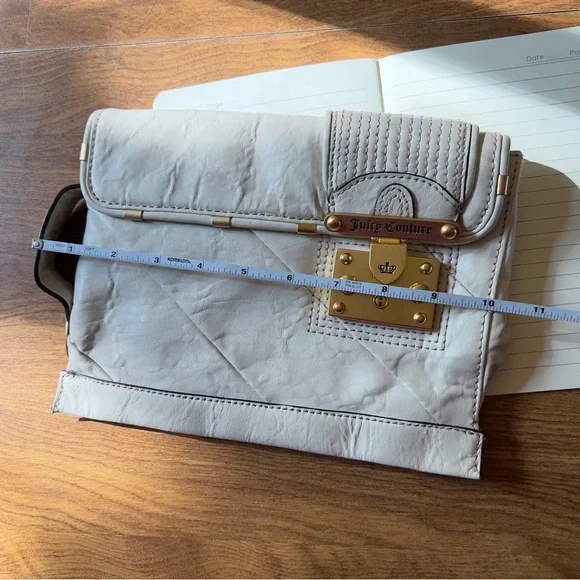 JUICY COUTURE Vintage Cream Off White Soft Leather Gold tone Magnetic Clutch Bag - Picture 10 of 12